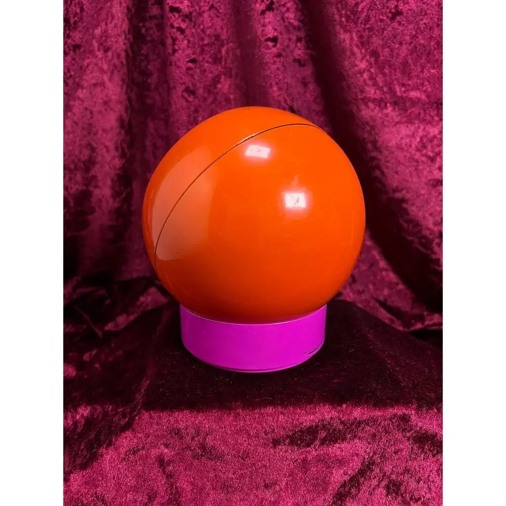 Vintage Plastic Ball Vanity Mirror - Mod Space Age Orange Pink Swivel - Japan